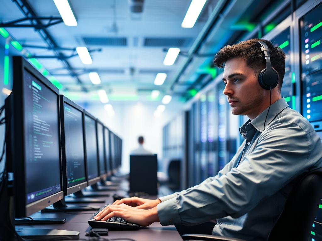 IT technician working on computer networks